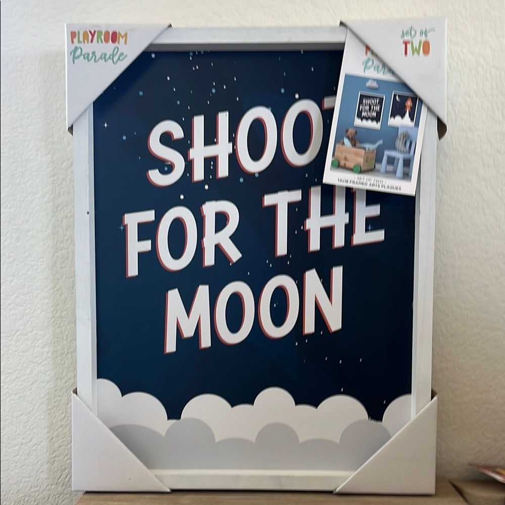 'Shoot for the Moon' Wall Art - Blue and White
